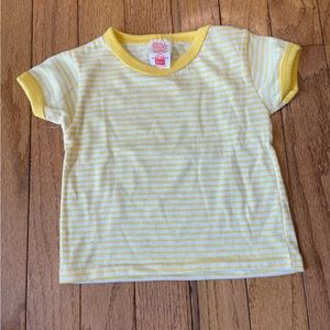 VINTAGE 70s SEARS YELLOW WHITE STRIPED BABY T SHIRT SIZE 3/6 MONTHS